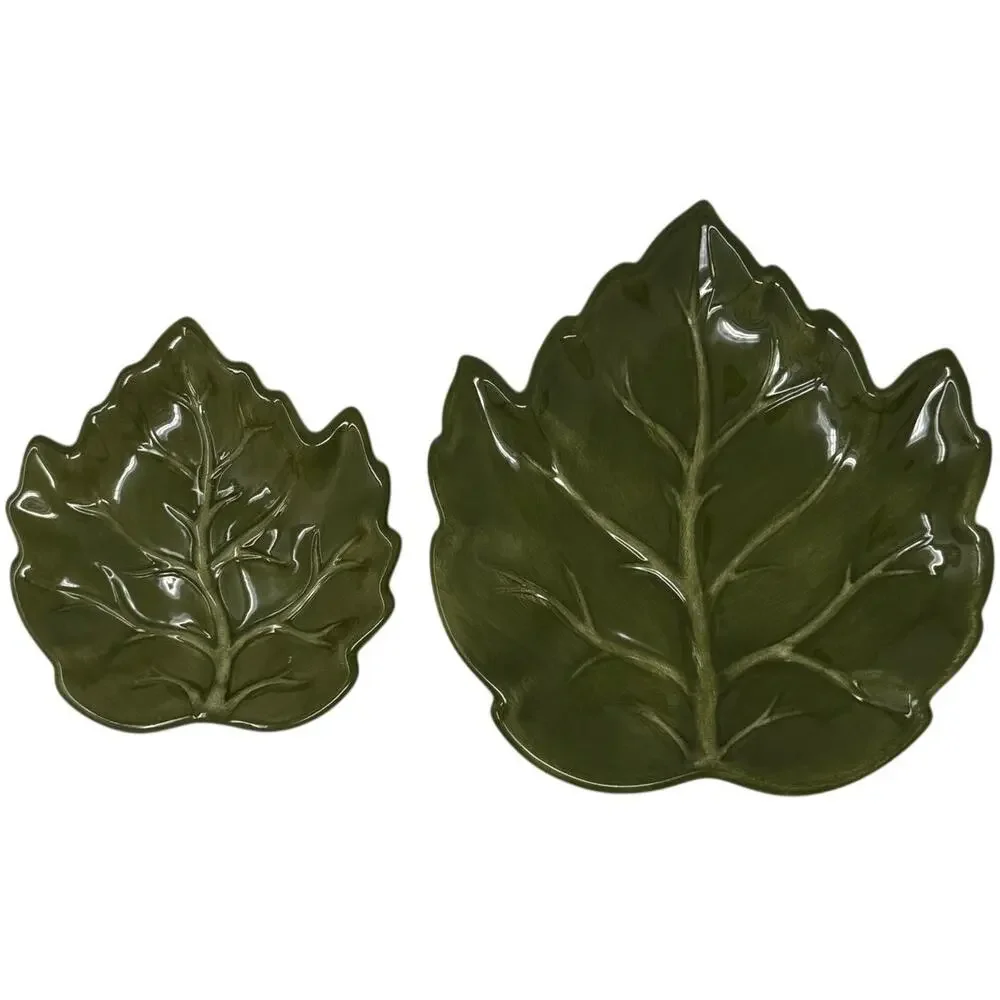 Tabletops Lifestyles Fruit Medley Leaf Plates Set 14 Hand Painted Ceramic